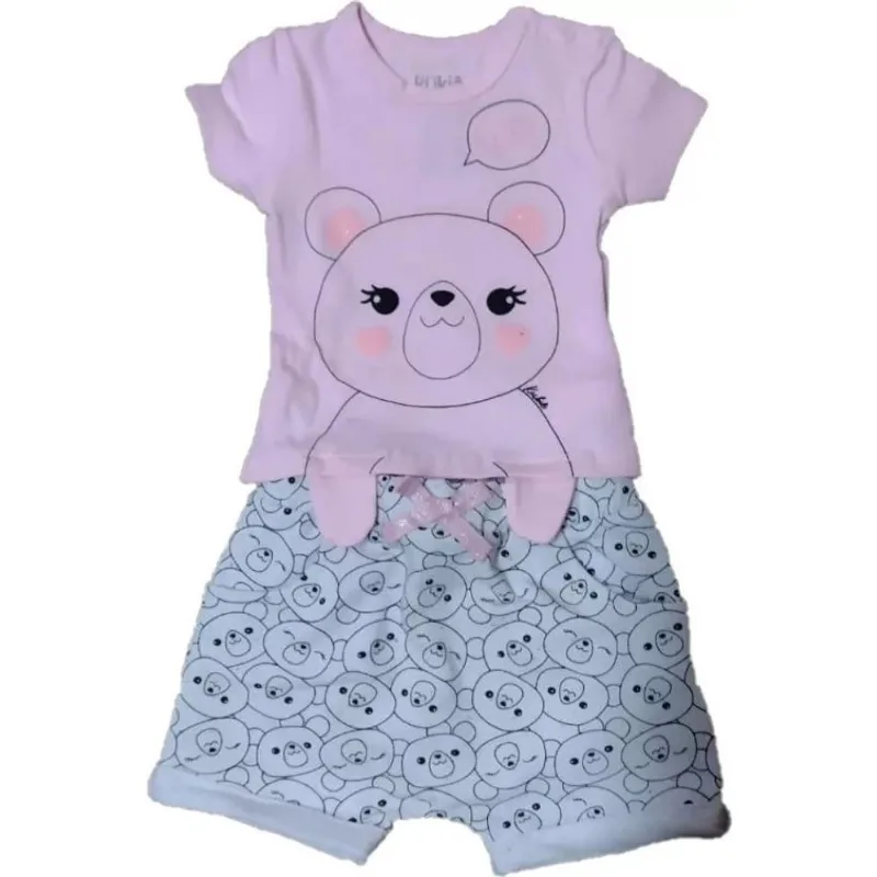 Conjunto bebê m/c menina kukie blusa E short cute