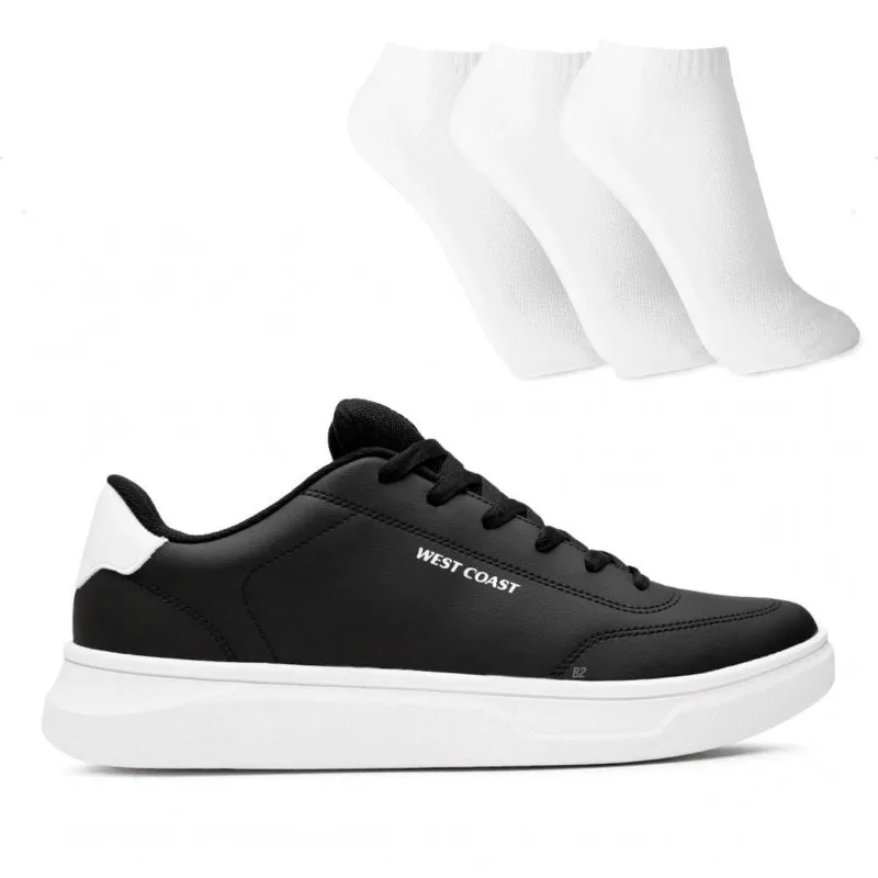 Tênis West Coast WC 207 Sunset Masculino + 3 Pares de Meias 38 / Preto / Branco
