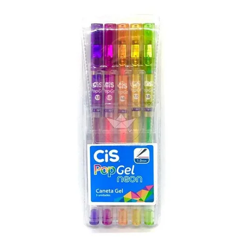 KIT 5 CANETAS POP GEL NEON CIS 548700 (180689)