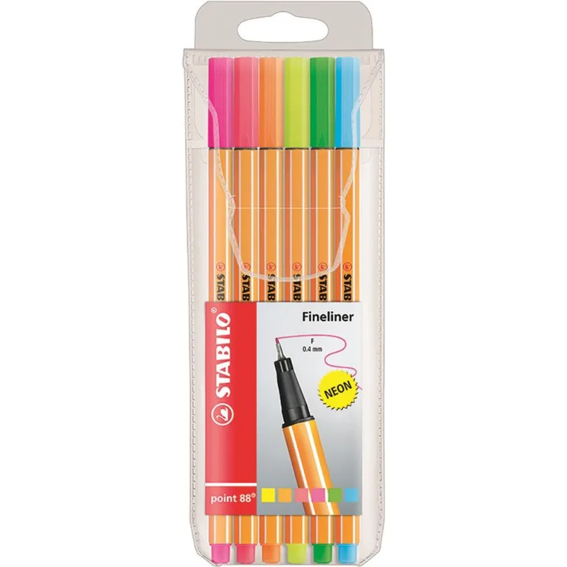 Caneta Stabilo Point 88 Neon com 6Un