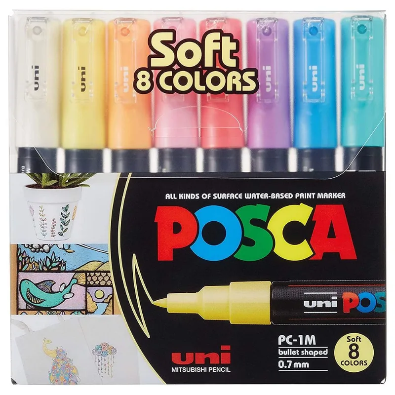 Marcador Permanente Posca 8 Unidades Soft Colors