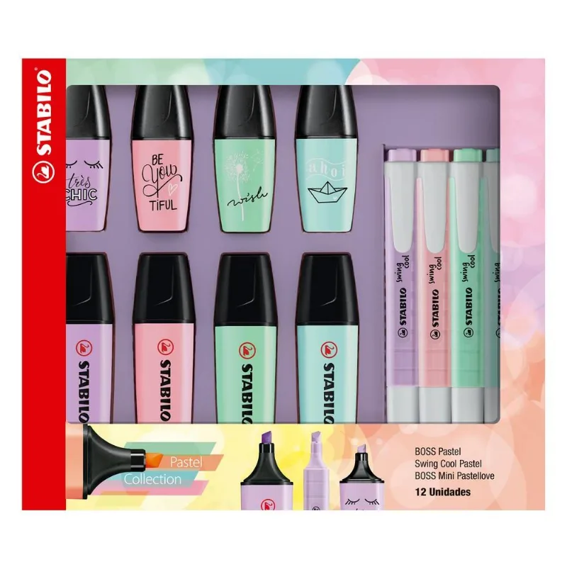 Marca Texto + Mini Pastellove + Swing Cool - Cores Pastel Stabilo
