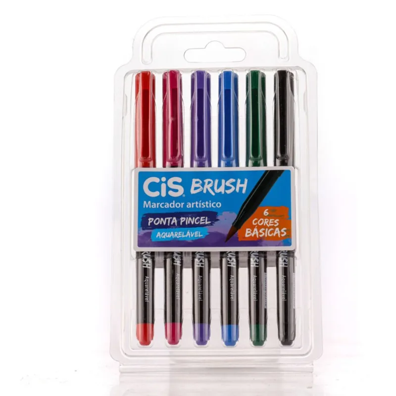 Marcador Cis Brush Básicas Estojo com 6 Cores