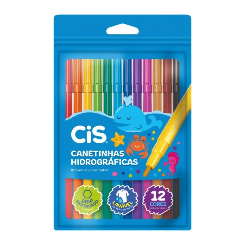 Canetinha Cis Hidrográfica Cartela 12 Unidades