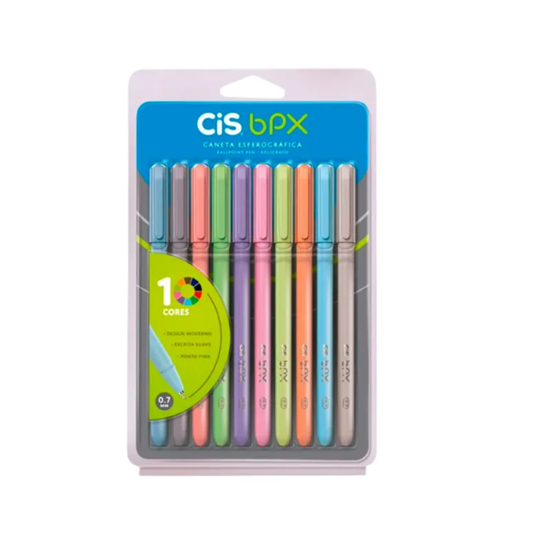 Caneta Esferográfica  Blister 10 Cores - Cis - Cis - Papelaria