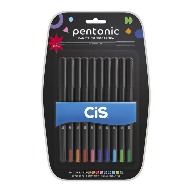 Caneta Esferográfica Pentonic Blister 10 Cores - Cis - Cis - Papelaria