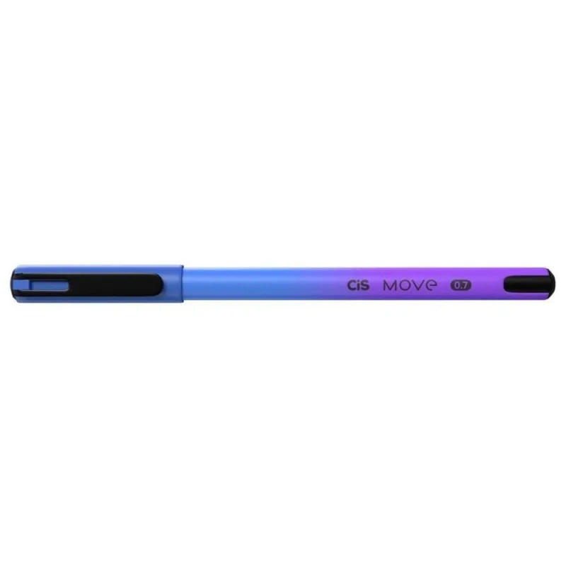 Caneta Esferográfica Cis Move 0.7MM Ponta Tipo Agulha Escrita Suave Tampa Ventilada 1 Unidade Azul - Cis - Papelaria