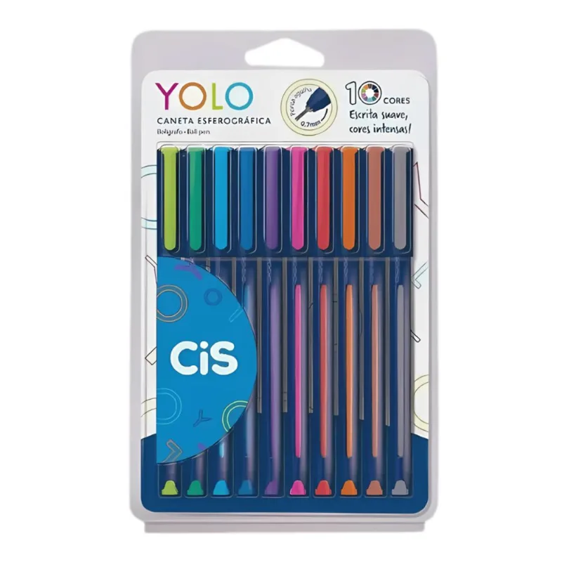 Conjunto de Canetas Yolo 0.7mm c/ 10 Cores - Cis - Zahav - Papelaria