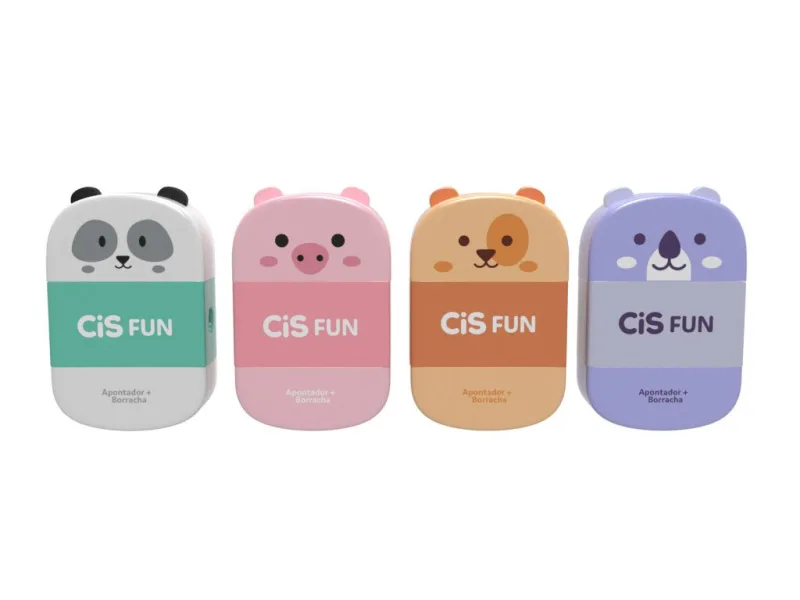 Apontador Fun Kit 1 un. com Borracha Cis Compacto 4,9 cm - Cis - Papelaria