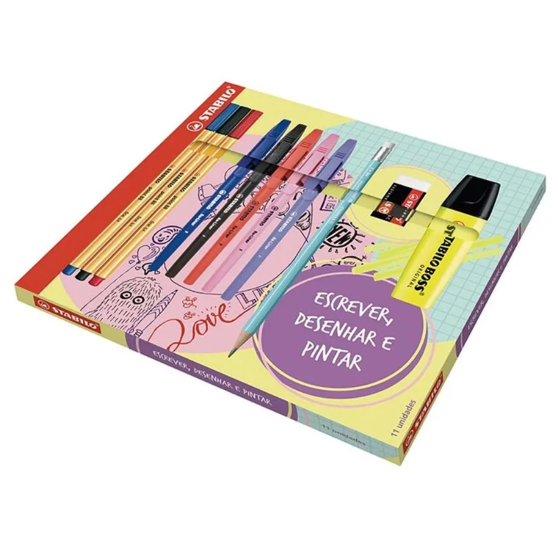 Conjunto Escrever Desenhar E Pintar Stabilo