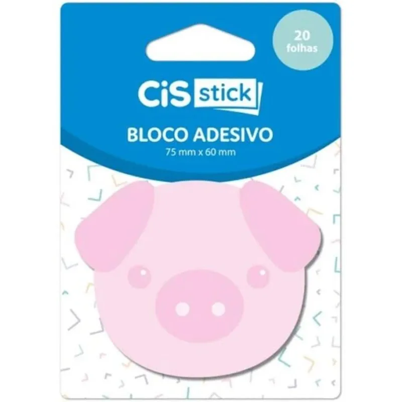 Bloco Adesivo Porquinho Rosa 20 Folhas