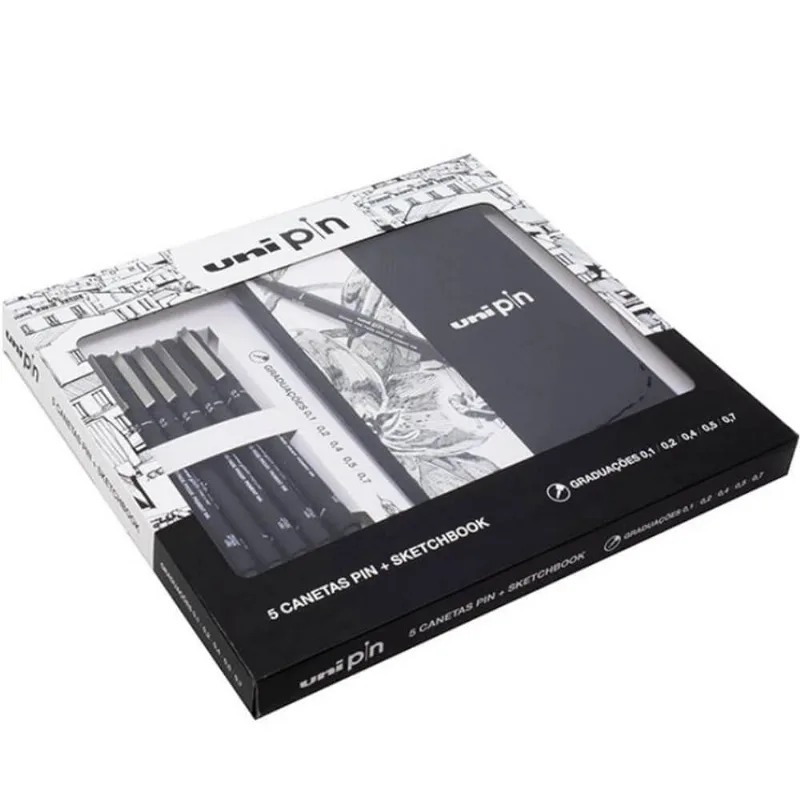 Kit Escrever Desenhar e Pintar + Sketchbook Pin 5.7663 - Uni-ball