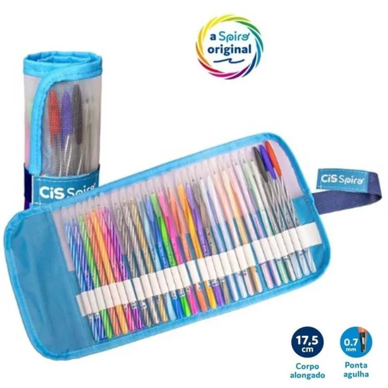 Caneta Esferografica Spiro 0.7mm Estojo Rollerset com 29 Canetas - CIS - Cis - Papelaria