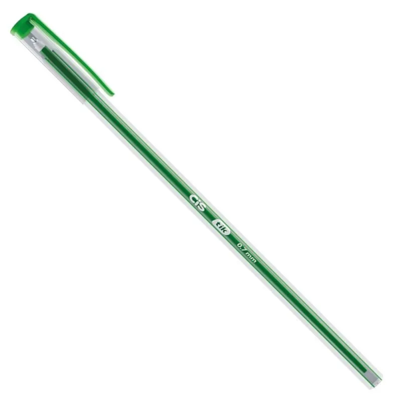 Caneta Esferográfica Cis Longa Tik 17,5CM 0.7 Escrita Suave e Precisa para Uso Escolar Verde - Cis
