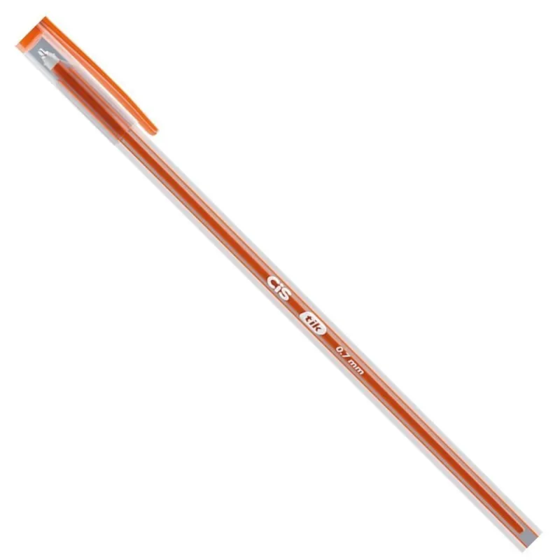 Caneta Esferográfica Cis Longa Tik 17,5CM 0.7 Escrita Confortável 1 Unidade Laranja - Cis - Papelaria