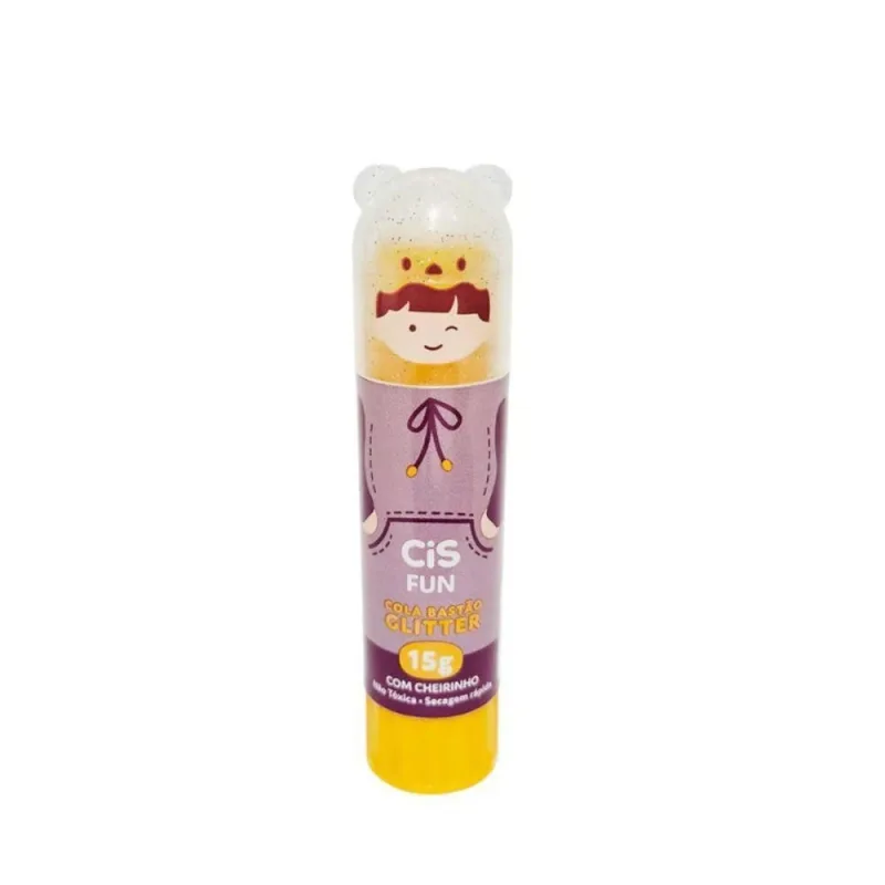 Cola Bastão com Glitter Fun CIS 15G Amarelo para Trabalhos Escolares Cis - Cis - Papelaria