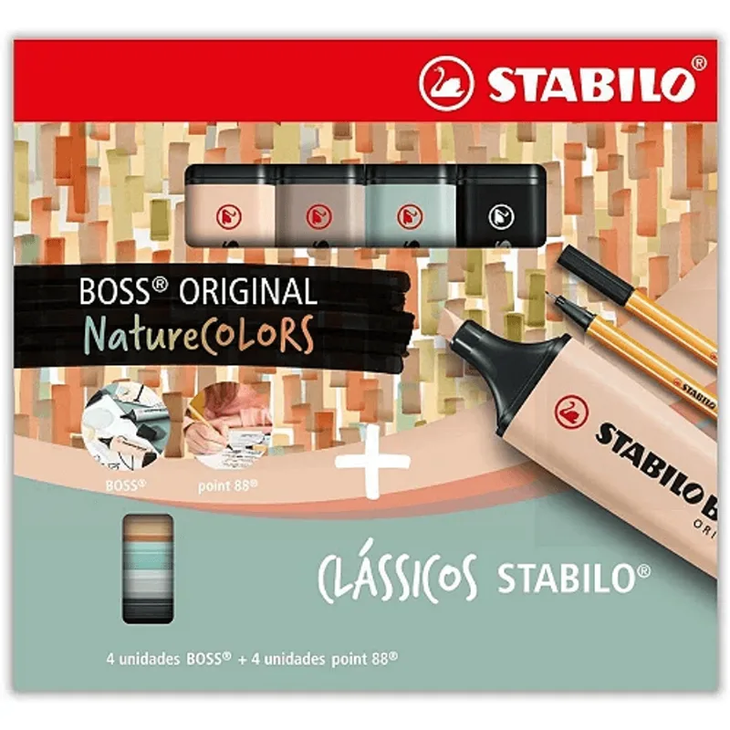 Marca Texto + Caneta Hidrog - Nature Colors - 4+4 Stabilo