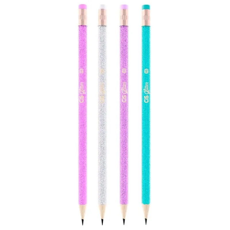 Lápis Grafite Hb Com Borracha Glitter Cis