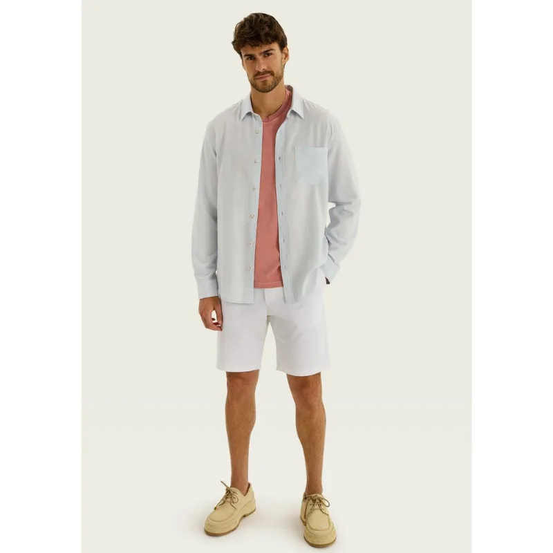 Bermuda Básica Masculina Chino Reta Em Sarja - Branco 042