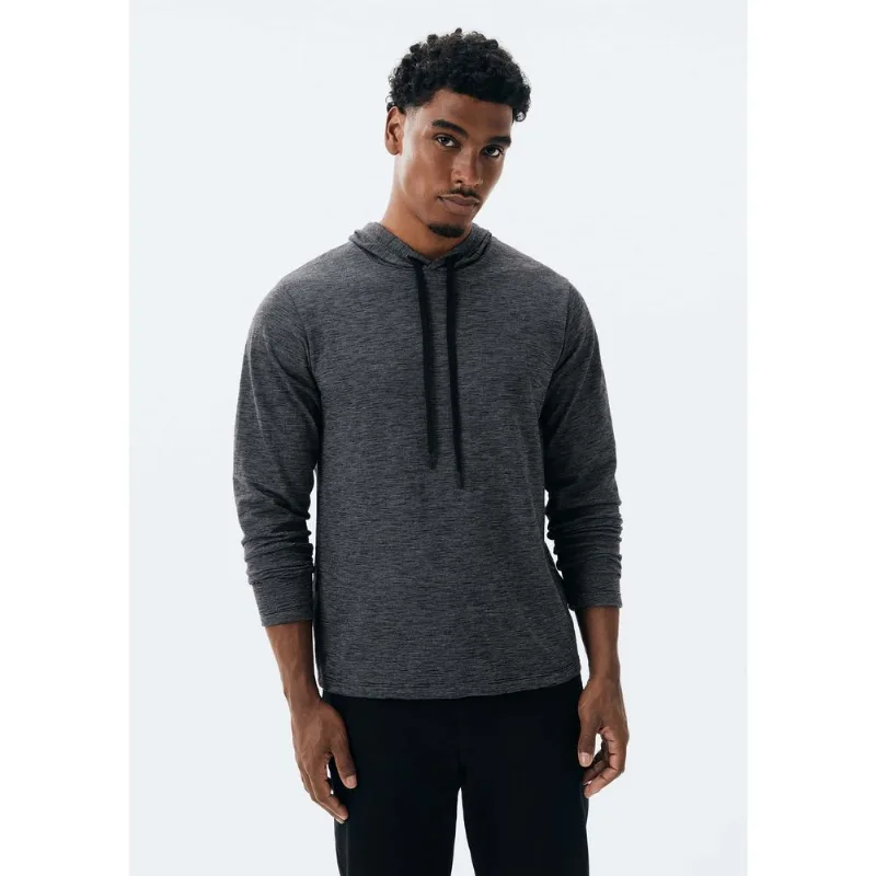 Camiseta Básica Masculina Manga Longa Texturizada Com Capuz - Preto G