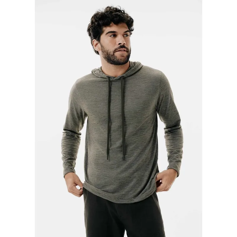 Camiseta Básica Masculina Manga Longa Texturizada Com Capuz - Verde M
