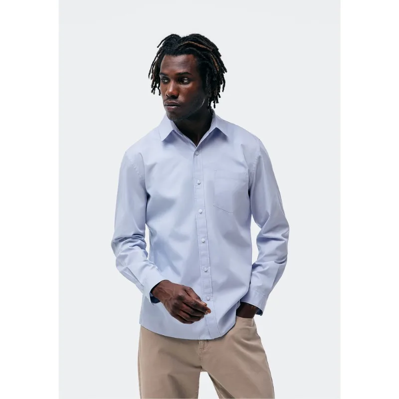 Camisa Básica Masculina Manga Longa Slim - Azul P