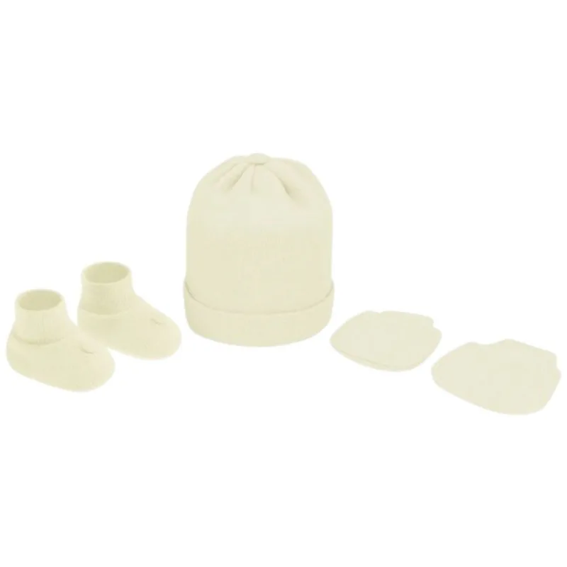 Kit Infantil RN Pimpolho Gorro, Luva E Sapato Liso Off White 62661 (MP)