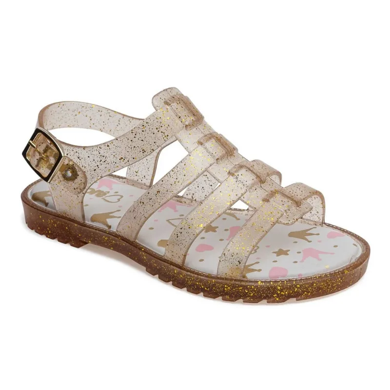 Sandalia Infantil Pimpolho Menina Flexivel Dourada Glitter