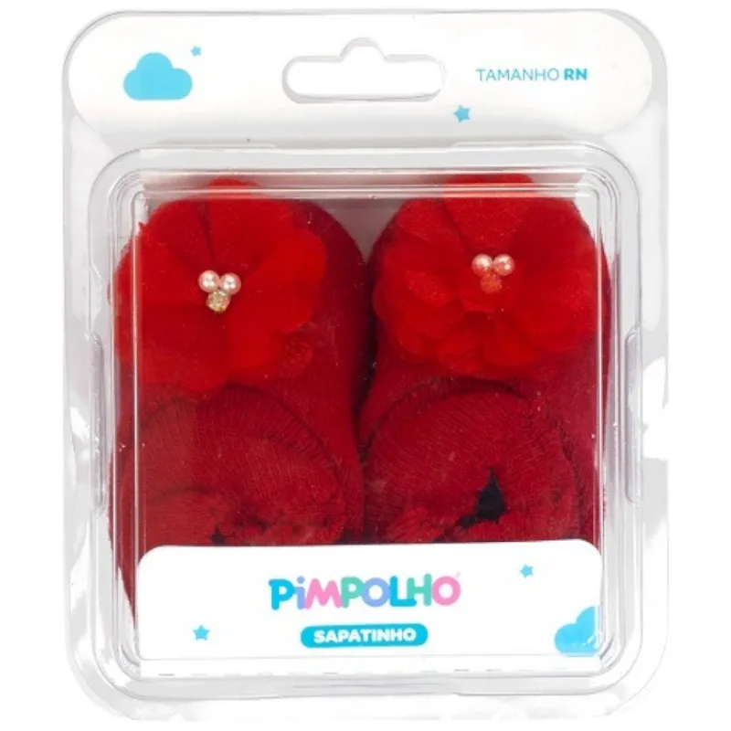 Sapato Infantil RN Pimpolho Vermelho Liso Com Laço 62362 (MP)