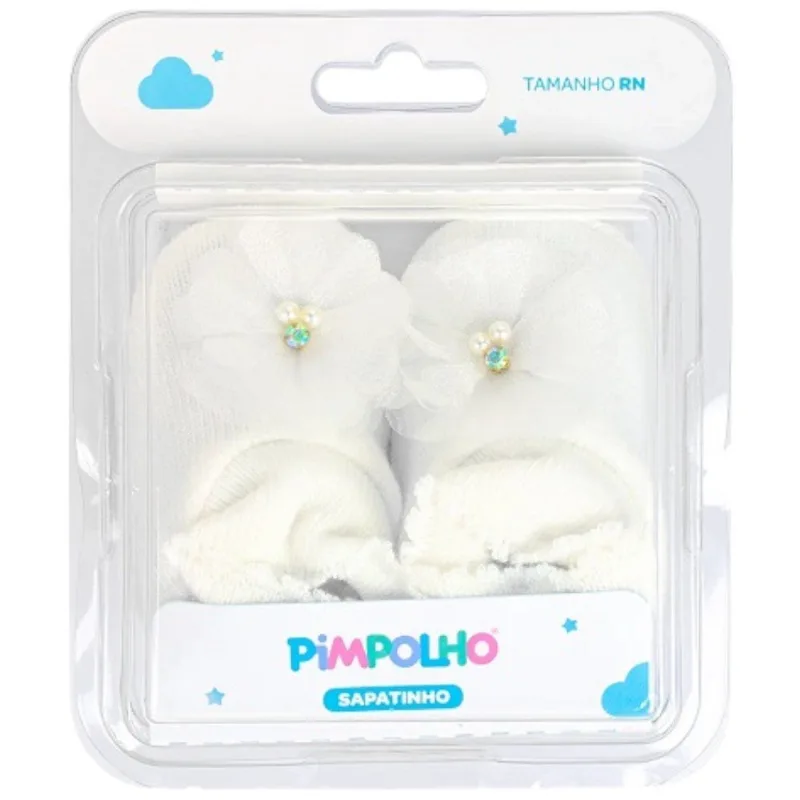 Sapato Infantil RN Pimpolho Branco Liso Com Laço 62363 (MP)
