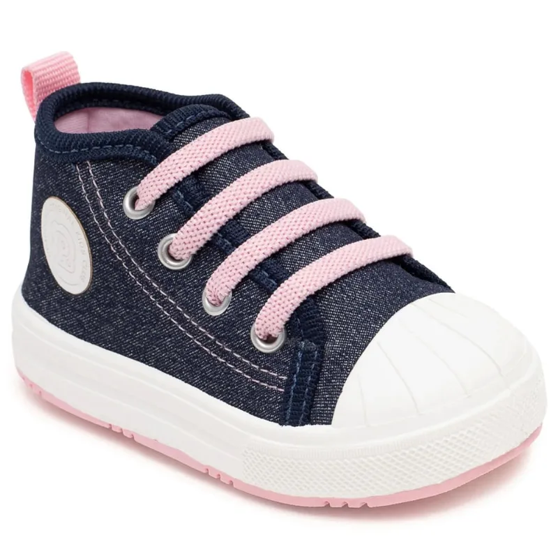 Tenis para Bebe Pimpolho Cano Alto Jeans Conforto e Maciez
