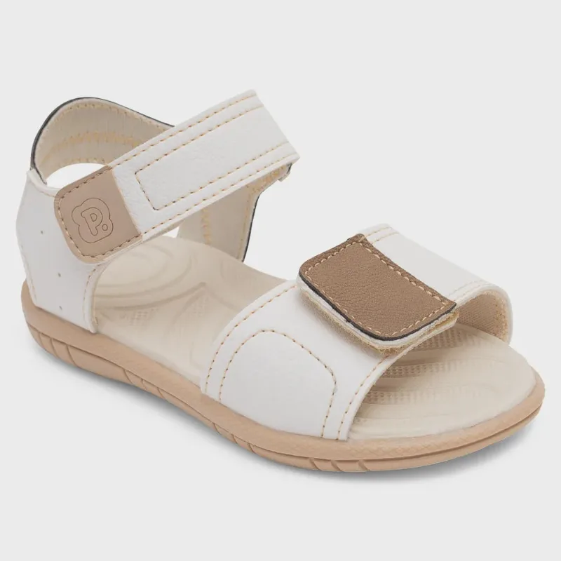 Sandália infantil pimpolho ajustável 22 ao 27 branco/creme sintético casual