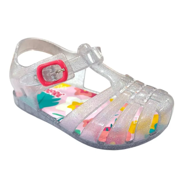 Sandália Menina Pimpolho Colorê pvc Transparente Glitter 0120308E