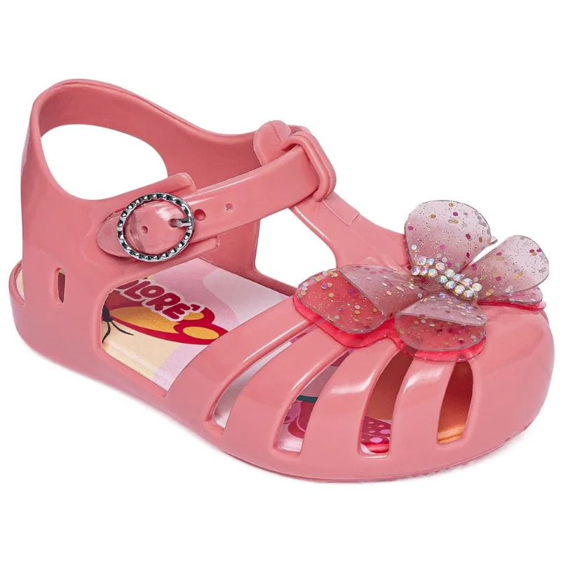 Sandália Menina Pimpolho Colorê pvc Borboleta Salmão 0120313E