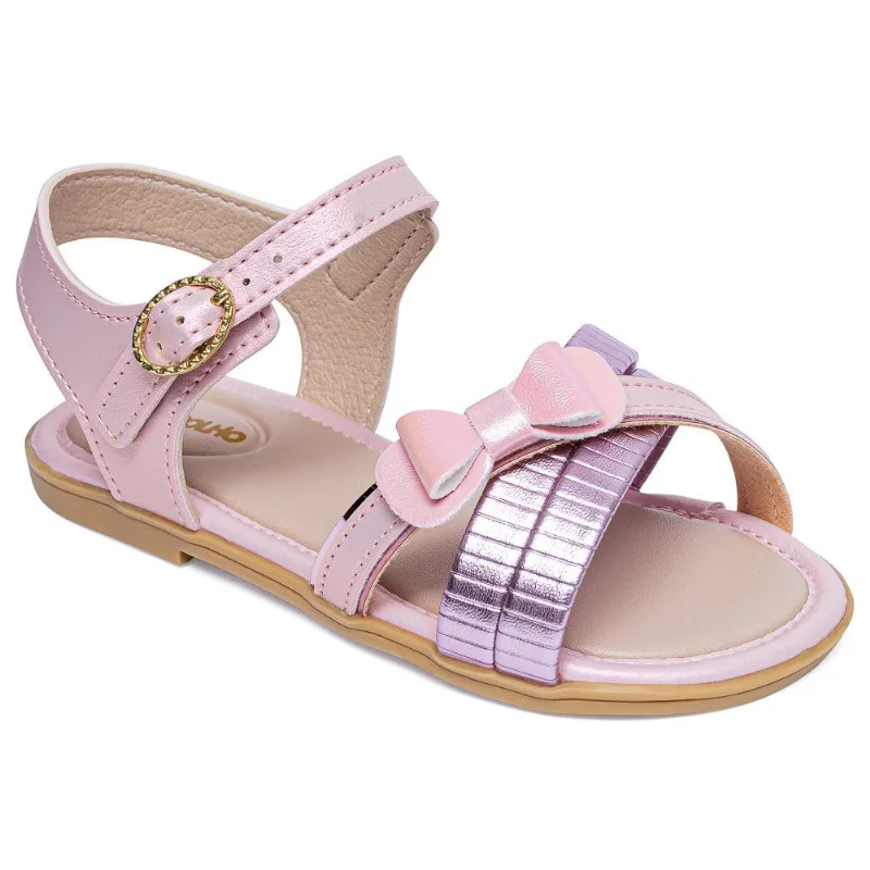 Sandália Glam Pimpolho Fase 3 Feminino Rosa Metálico/Laço 0130259C