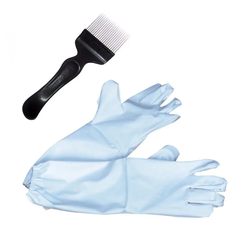 Kit par de Luvas Apicultor longa branca courvin e Garfo inox