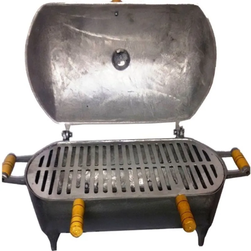 Churrasqueira Em Aluminio Fundido Grande Redonda A Bafo