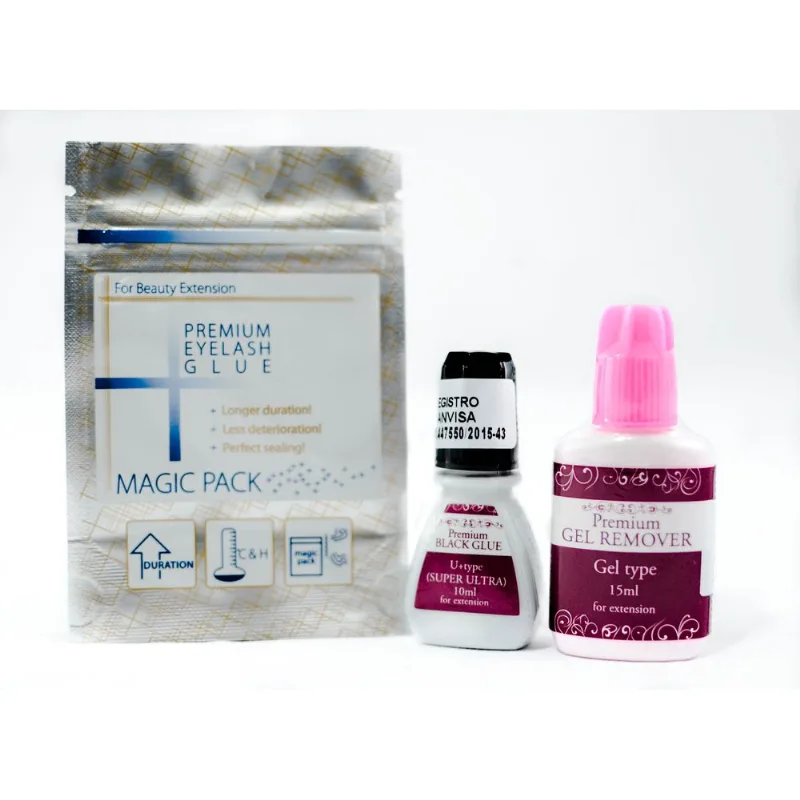 Kit Alongamento Cilios Cola Premium Black + Removedor Gel