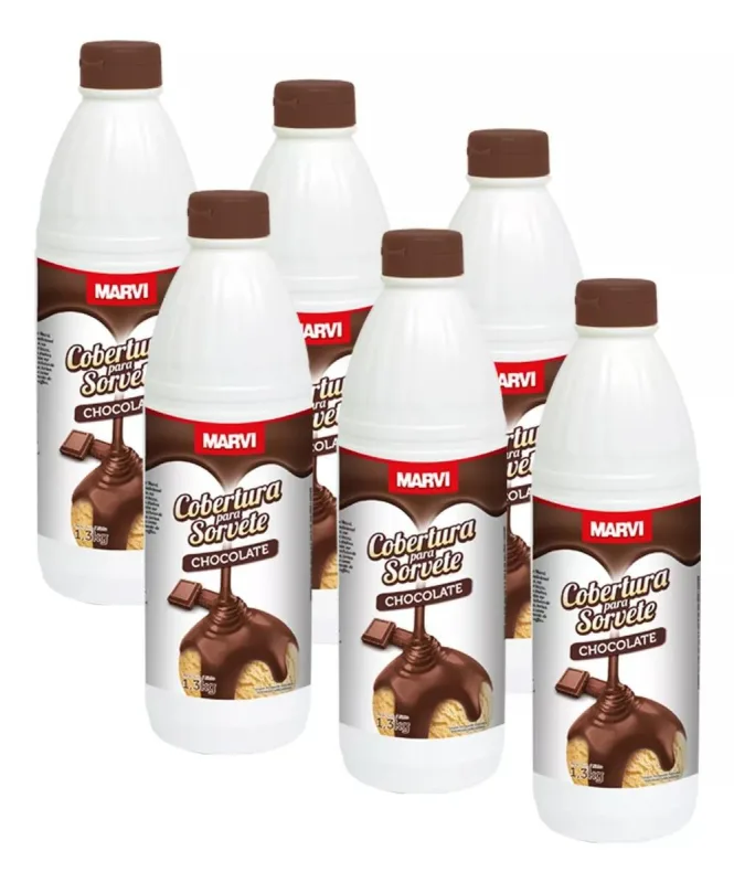 Kit Cobertura Sorvete Chocolate Marvi - 6 X 1,3kg - Marvi - Mercearia