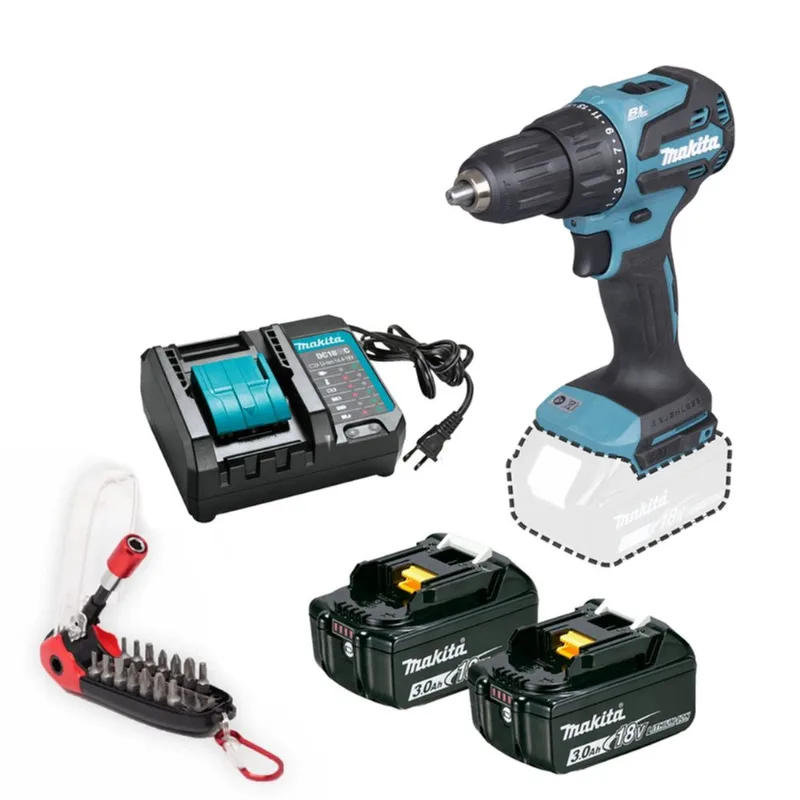 Parafusadeira Furadeira Makita 18v DHP490Z + 2bat 3A + bits