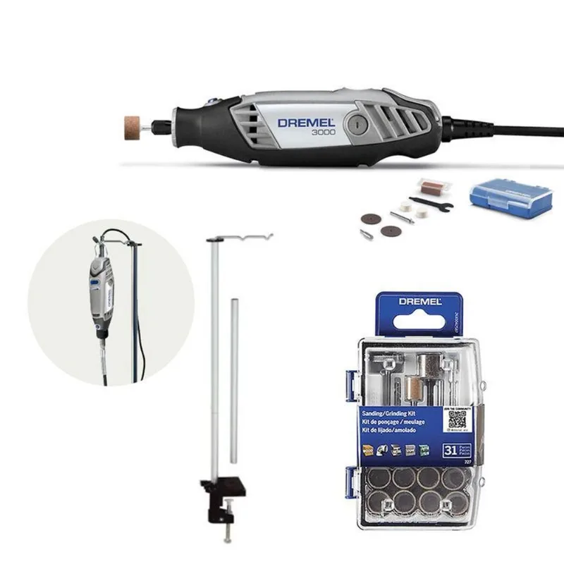 Micro Retífica Dremel 3000 10 Aces + Suporte Kit 31 Pçs 110v