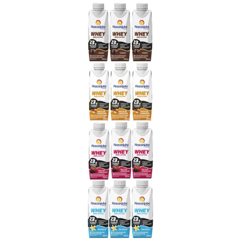 Kit 12 Bebidas Piracanjuba Whey 250 Ml - 4 Sabores