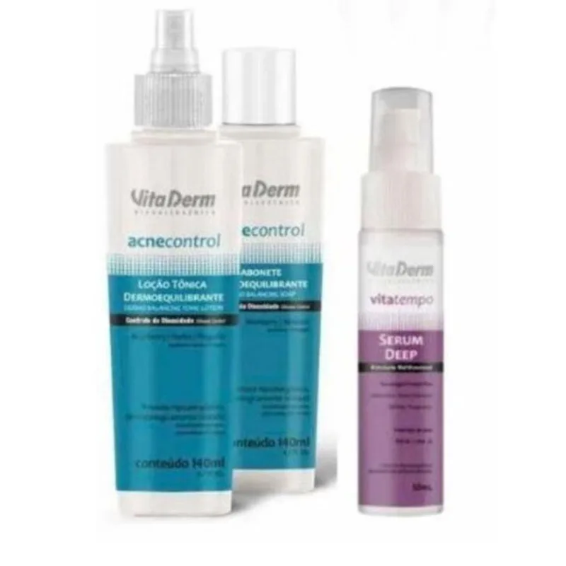 Kit De Tratamento Pele Mista E Oleosa Vita Derm - 3 Produtos