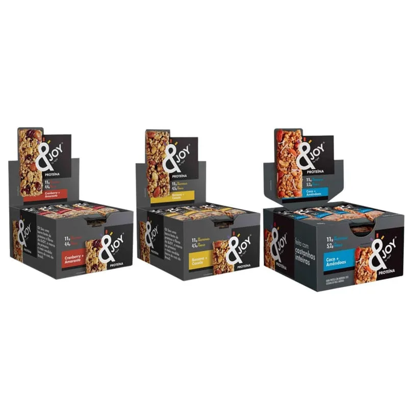 Kit Com 3 Barras &joy 12 X 30g - Cranberry/coco/banana - Não Informado - Mercearia