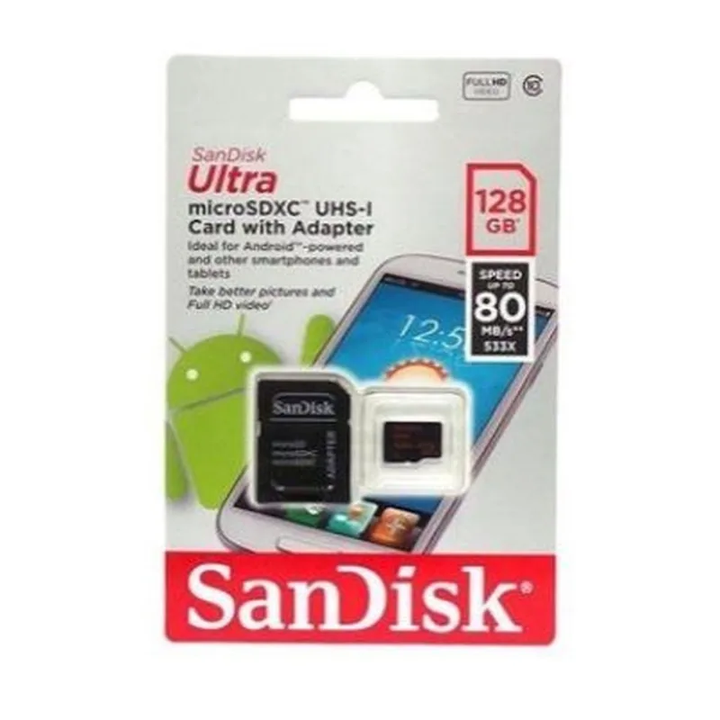 Cartão De Memória 128 Gb Sandisk Ultra Micro Sd Classe 10 80mb/s
