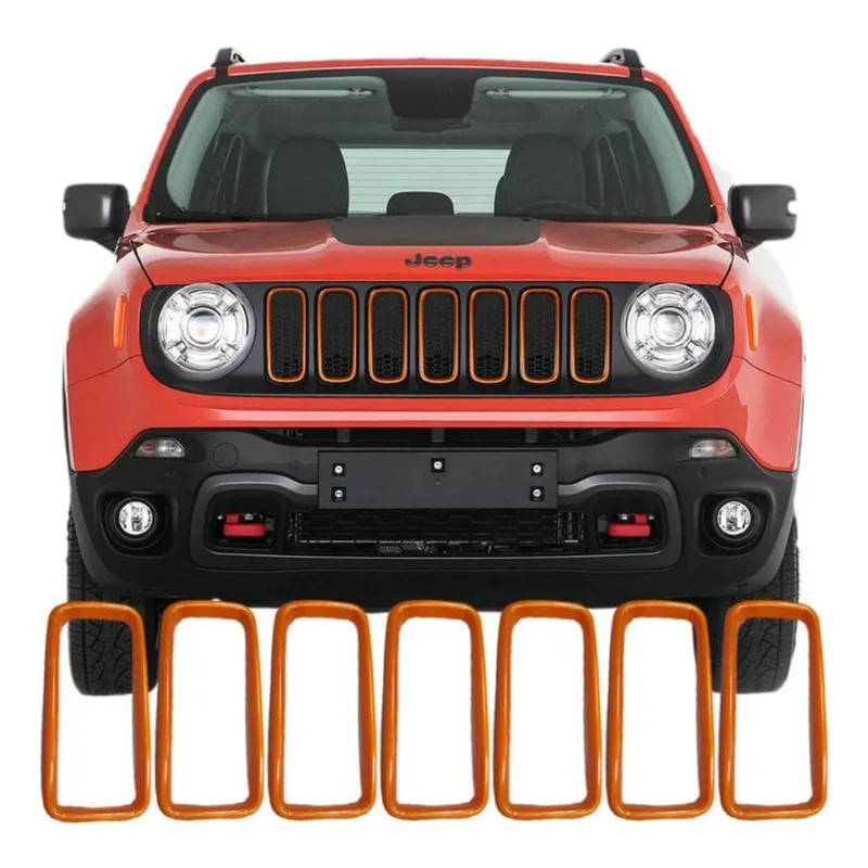 Aplique Moldura Da Grade Jeep Renegade 2019 2020 21 Laranja