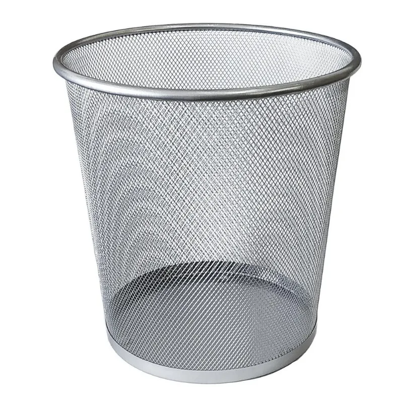 Lixeira Metal Aramado Escritório Cesto Lixo 12 Litros Prata