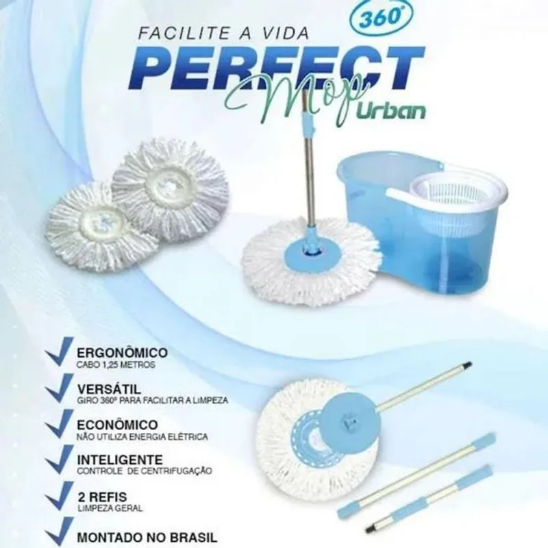 Balde Perfecct Mop Urban 360º Com 2 Refil Microfibra