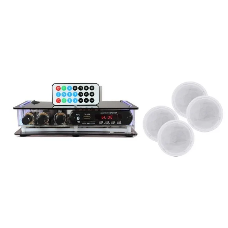Som Ambiente Bluetooth + 4 Caixas Acusticas De Embutir Teto