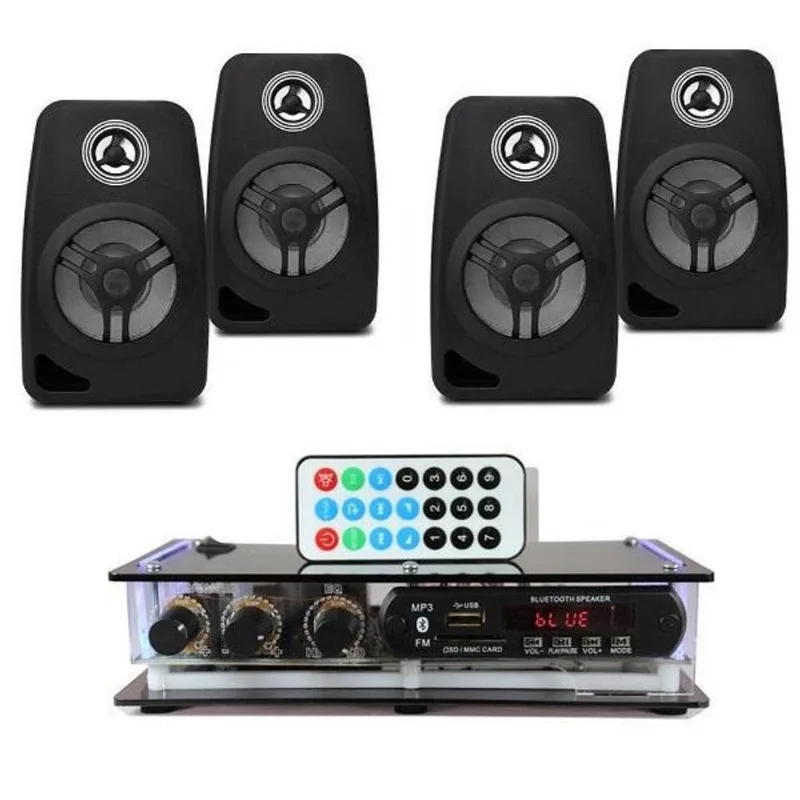 Som Ambiente Bluetooth + 4 Caixas De Som Parede 280w
